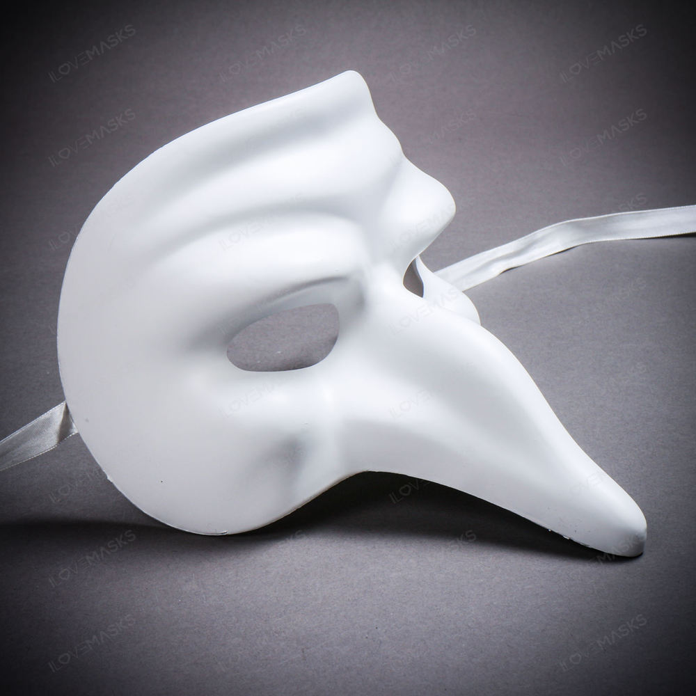 Long Nose Pantalone Venetian Masquerade Mask - White - Picture 4 of 10
